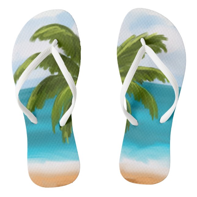 Chinelos Flip-Flops Personalizados da Árvore Palm- faça alt (Pé da cama)