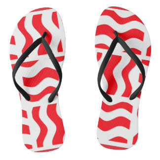 Chinelos Flip-flops Vermelho e Branco com Abstrato Stripes