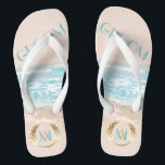 Chinelos FlipFlops do Groom de Casamento | Praia do Monogra<br><div class="desc">FlipFLops do Groom de Casamento | Casamento Geométrico de Praia do Monograma Moderno | Uma reviravolta moderna nos convites para o casamento em praia - Casamento único concebido para o BarefootBride™ por ©WhimsicalArtwork™ apresenta uma forma geométrica do estilo de terrário compensado com diferentes transparências nas facetas, para permitir que o...</div>
