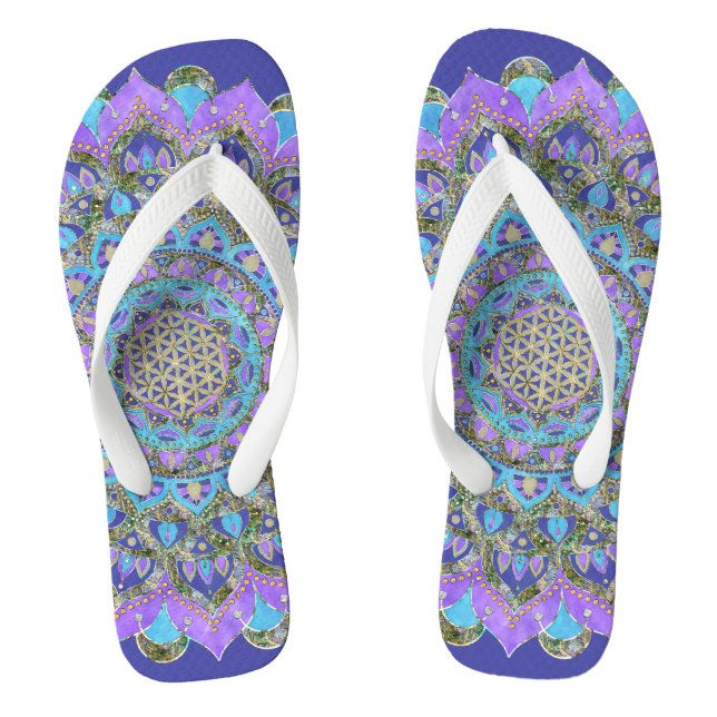 Chinelos Flor Da Vida - Mandala Estilo Índia 2 (Pé da cama)