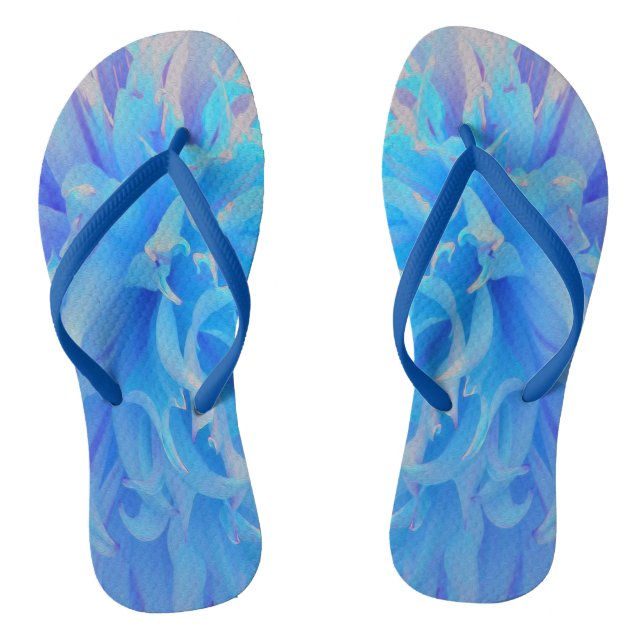 Chinelos Flor de Dália Decorativa Azul Elegante (Pé da cama)