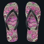 Chinelos FLOR, PAVÕES E DRAGÕES, Rosa Preto Branco<br><div class="desc">Colorido,  elegante e clássico desenho floral com espirais,  figuras de pavão,  pássaro e dragão em cores rosa,  preto,  branco,  fúcsia,  violeta,  roxo reelaborados a partir de tecido de tecido vintage</div>