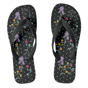 Chinelos Flor Silvestre de Bolinhas Pretas e Brancas