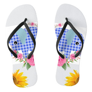 Chinelos Florais de Elefante Azul de Girassol