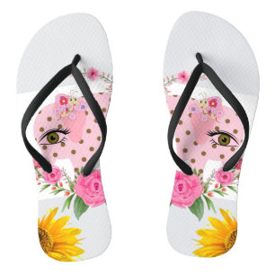 Chinelos Florais de Elefante Rosa-Girassol