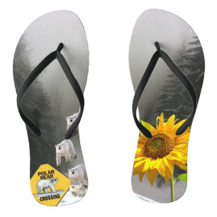 Chinelos Florais do Urso Polar de Girassol