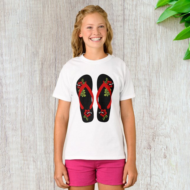 Chinelos Florais Girls T-Shirt (Criador carregado)