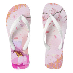 Chinelos Florais Rosa