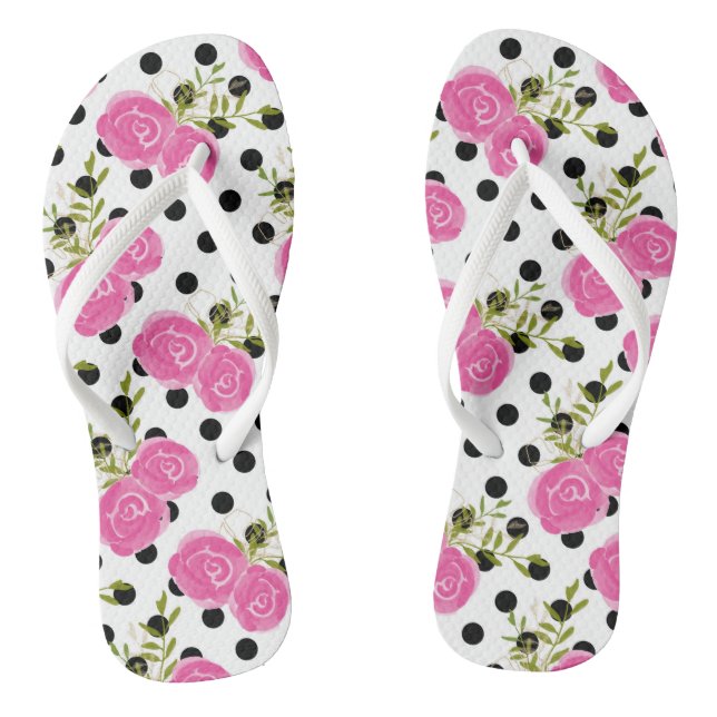 Chinelos Florais Rosa com Bolinhas (Pé da cama)