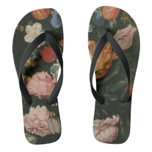 Chinelos Floral Barroco Antigo, Vaso de Flores em um Nicho