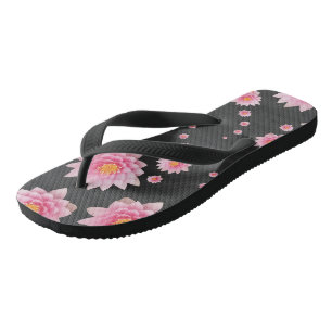 Chinelos Flores de Lotus Rosa Flutuantes Elegantes