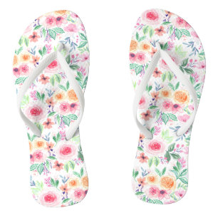 Chinelos Flores e folhas aquícolas