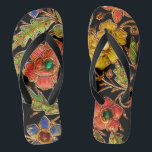 Chinelos Flores frisadas coloridas no veludo<br><div class="desc">Esta imagem frisada colorida das flores foi reunida de uma bolsa antiga frisada de veludo.</div>