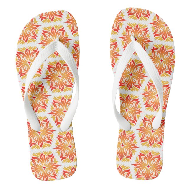 Chinelos Flores Laranja, Padrão De Flores, Padrão Floral (Pé da cama)