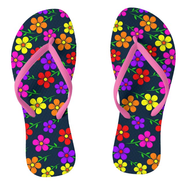 Chinelos Flores Multicoloridas Padrão Floral (Pé da cama)