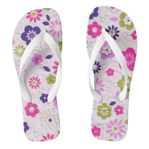 Chinelos Flores Rosa e Roxo