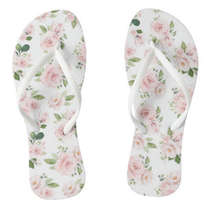 Chinelos Flores Rosa, Rosas Rosa, Flores De Aquarelas