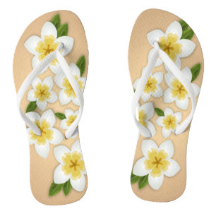 Chinelos Flores Tropicais Hawaiian Plumeria Frangipani