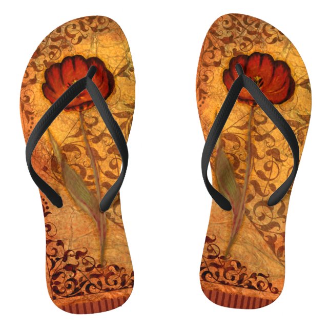 Chinelos Flores vermelhas mim (Pé da cama)