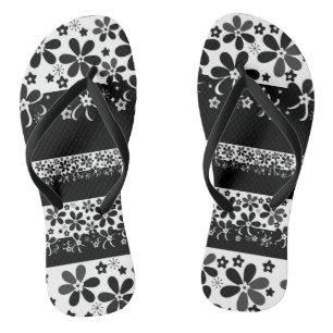 Chinelos Florim preto e branco