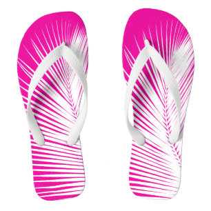 Chinelos Folha de palma - branca a rosa fuchsia