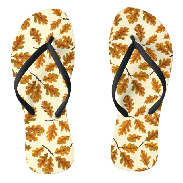 Chinelos Folhas de carvalho autóctones em branco (Pé da cama)