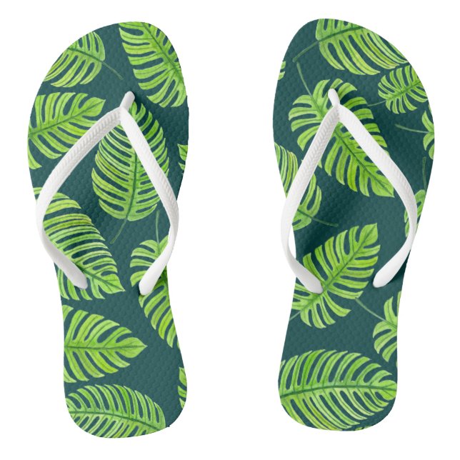 Chinelos Folhas de Monstera, padrão de aquarela tropical (Pé da cama)