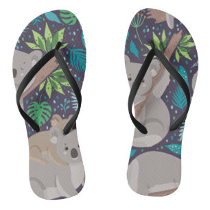 Chinelos Folhas tropicais do urso Koala