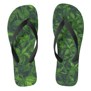 Chinelos Folhas Verde-Profundas