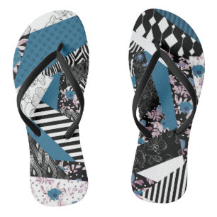 Chinelos Folheto azul, popular, retalhos, folclore, rústico