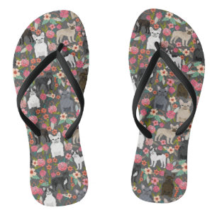 Chinelos Frenchie Floral Calçados - tênis de buldogue fra