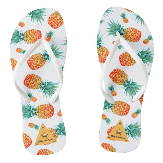 Chinelos Fruta de abacaxi tropical Chão de Sacudir branco (Pé da cama)