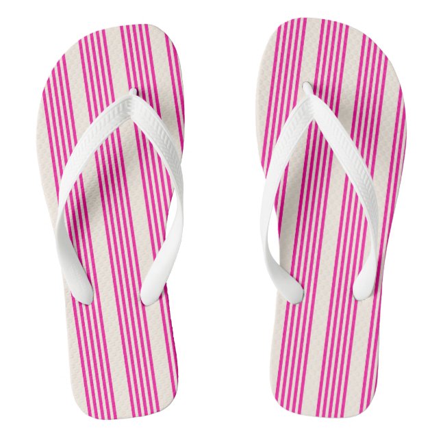 Chinelos Fuchsia e beige cinco listras padrão (Pé da cama)