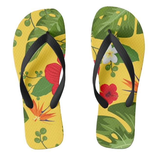 Chinelos Fundo de Flores Tropicais 10 (Pé da cama)