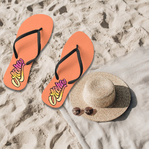 Chinelos Funky Coral Orange Aloha Beach desbotada
