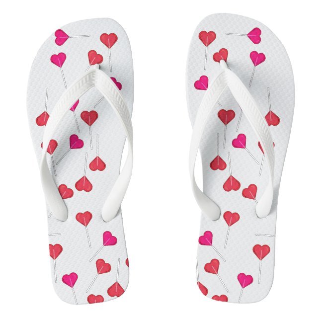 Chinelos Funny Lolly Red Heart | Padrão de pirulito (Pé da cama)