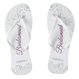 Chinelos Gabinetes prateados em Casamento de Bridesmaid Bra
