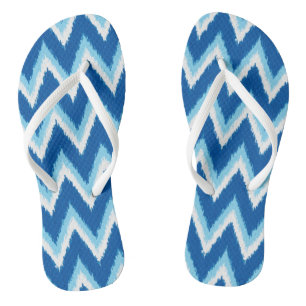 Chinelos Gamas de Ikat Chevron - Cobalto, Azul-Céu e Branc