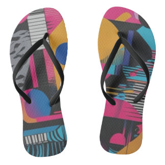 Chinelos Geometria Abstrata Vibrante Design Pop Caos Glitch
