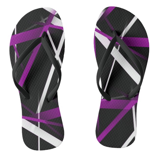 Chinelos Geometria Urbana Preto Branco Roxo (Pé da cama)