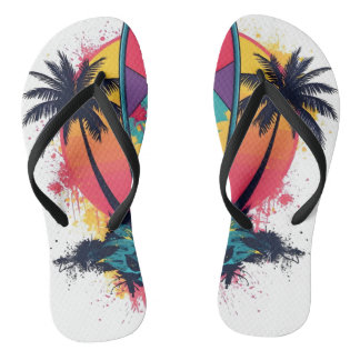 Chinelos Geometric Abstract Surf Art Flip Flops - Colorful 