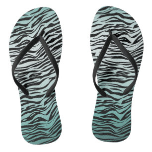 Chinelos Girly Mint Ombre Black Zebra Print