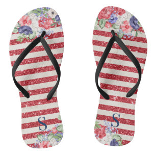 Chinelos Glitérica exclusiva e padrão floral Cores de bande