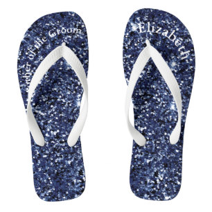 Chinelos Glitter Azul Marinho Monograma Mãe do Noivo da Noi