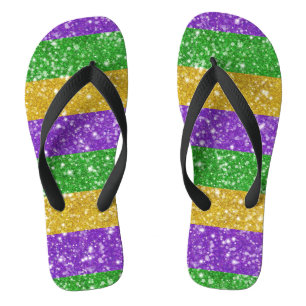 Chinelos Glitter Mardi Gras - Colorida Greve de Carnaval