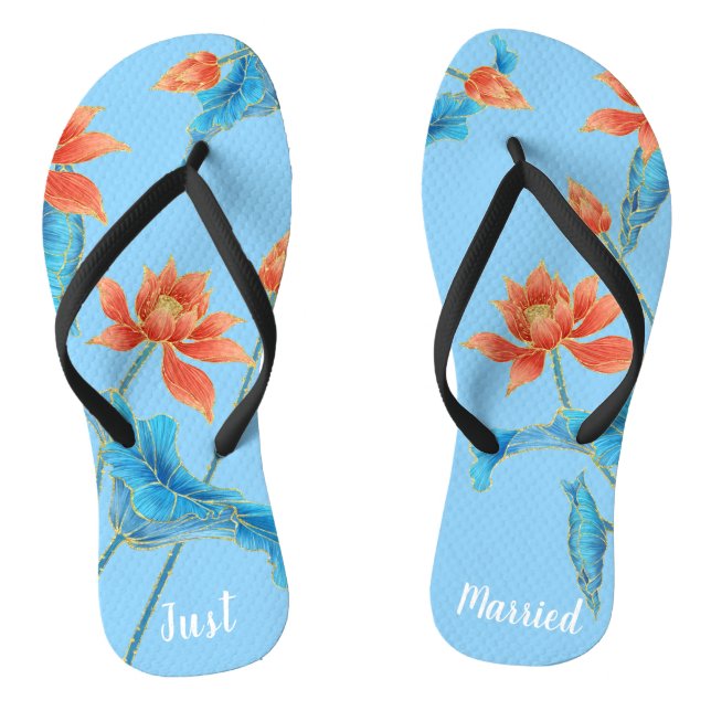 Chinelos Gorgeous Chinoiserie Orange & Blue Weding (Pé da cama)