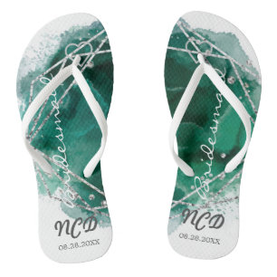 Chinelos Green Silver Bridesmaid Favorece o Sacudir do Mono