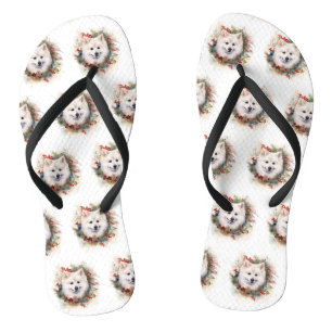 Chinelos Grinalda de Natal do Cão Americano Esquimó Festivo