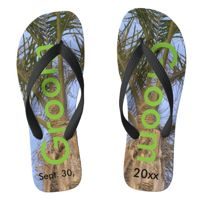 Chinelos Groom Palm Trees Blue Sky (Pé da cama)