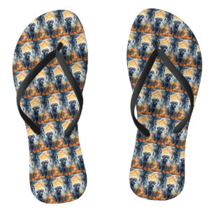 Chinelos Halloween Cane Corso Com Pumpkins Assustado